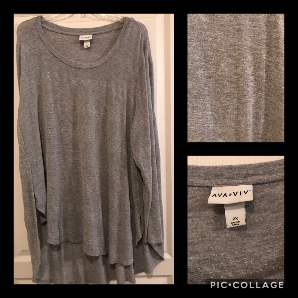 Ava Viv 2X High low sweater with silver stictching